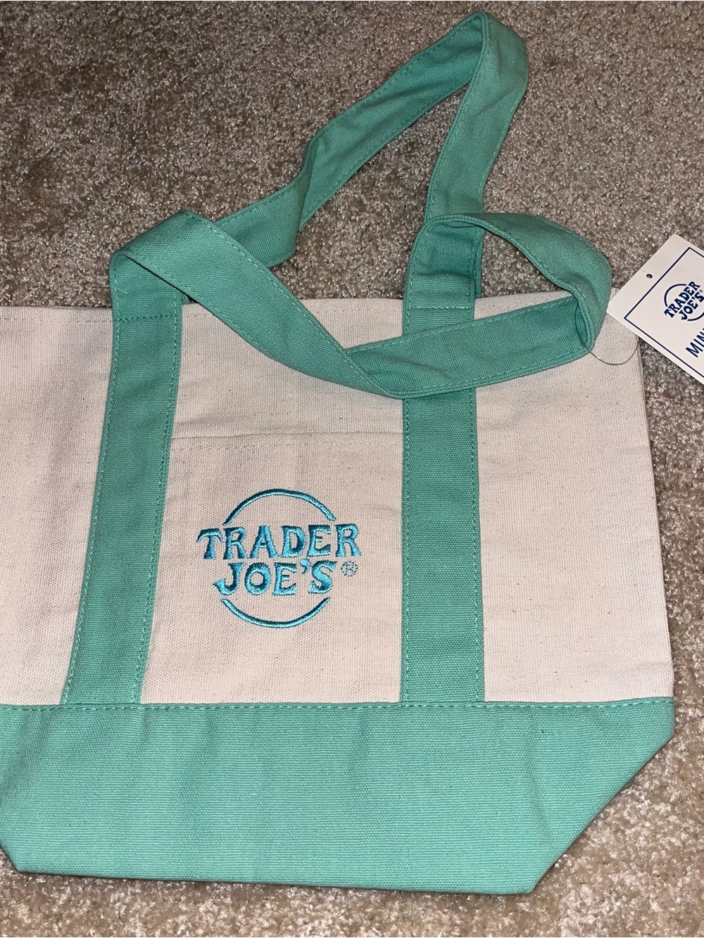 *NWT* Trader Joe’s Mini Canvas Tote Bag in Aqua